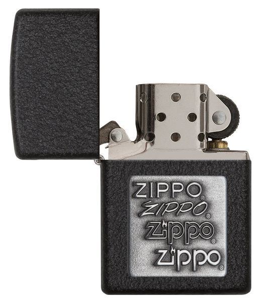 Запальничка Zippo Black Crackle Silver Zippo Logo 363 фото