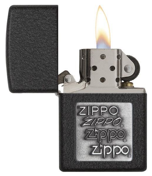 Запальничка Zippo Black Crackle Silver Zippo Logo 363 фото