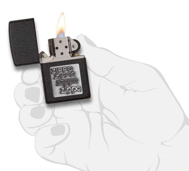 Запальничка Zippo Black Crackle Silver Zippo Logo 363 фото