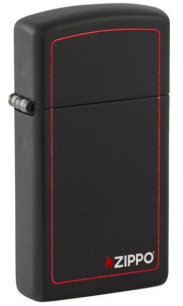 Запальничка Zippo Slim Black Matte with Red Border 1618ZB фото