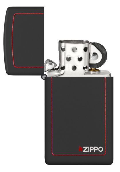 Запальничка Zippo Slim Black Matte with Red Border 1618ZB фото