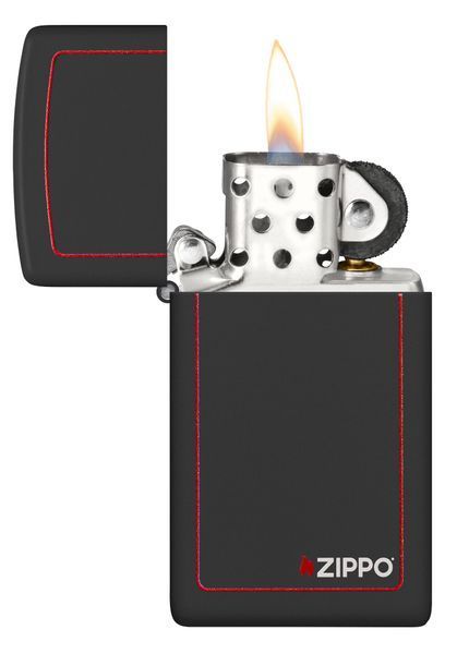 Запальничка Zippo Slim Black Matte with Red Border 1618ZB фото
