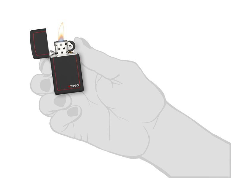 Запальничка Zippo Slim Black Matte with Red Border 1618ZB фото